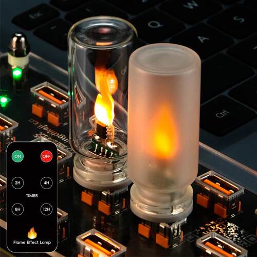 Remote Control Car USB LED Flame Type Night Light Frosted Cl