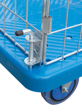 仓库拉货周转车静音折叠四轮快递物料平板车工厂搬运车围栏手推车