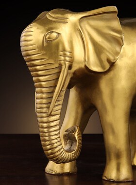 黄铜吸水象摆件铜制大象招客厅入户门口装饰品财直鼻卷鼻铜象