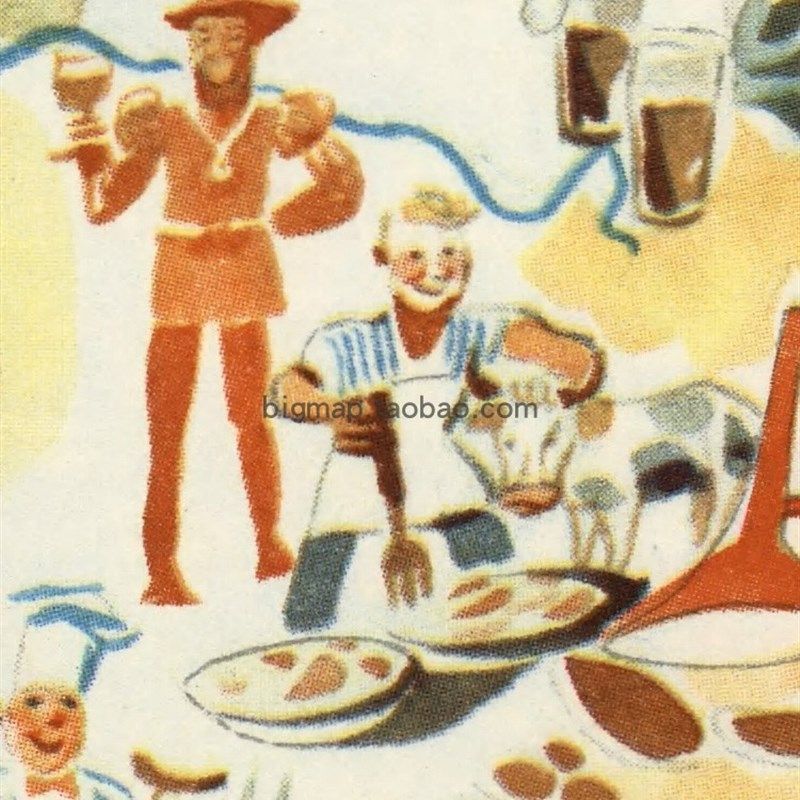 德国美酒美食地图复古艺术老 超大尺寸巨幅面装饰壁挂画芯心,家居饰品,现代装饰画,淘宝优惠券,粉丝福利购,淘宝优惠卷