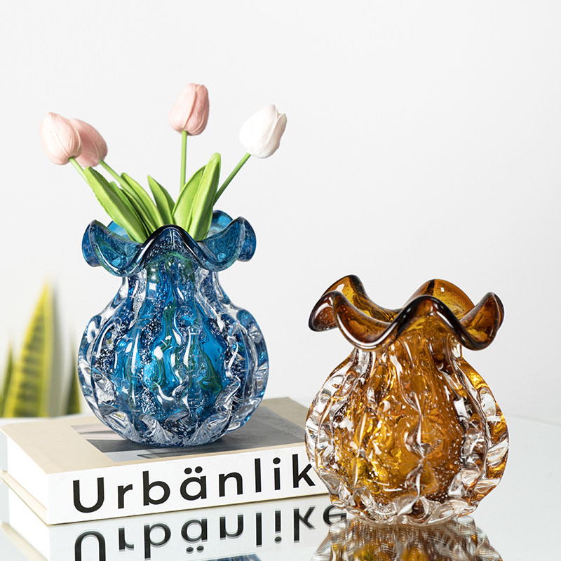 柏梵高档琉璃钱袋花瓶创意桌面艺术插花小花瓶客厅茶几装饰摆件,家居饰品,花瓶,淘宝优惠券,粉丝福利购,淘宝优惠卷