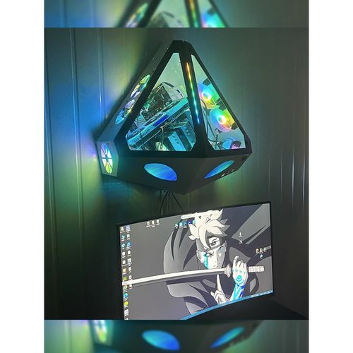 网咖桌电竞酒店网吧机箱一体挂墙壁模块式风冷台式防盗电脑机箱桌