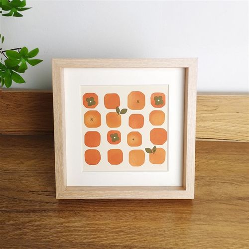 中式书法手绘柿子心想事橙摆台画桌面书房斗柜玄关客厅摆件装饰画