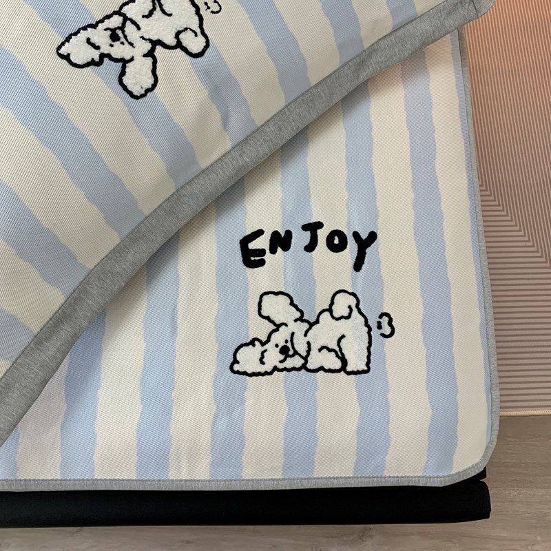 可爱卡通毛巾绣冰丝凉席三件床笠款1.8m床1.5防滑夏季空调软席,床上用品,冰丝席,淘宝优惠券,粉丝福利购,淘宝优惠卷