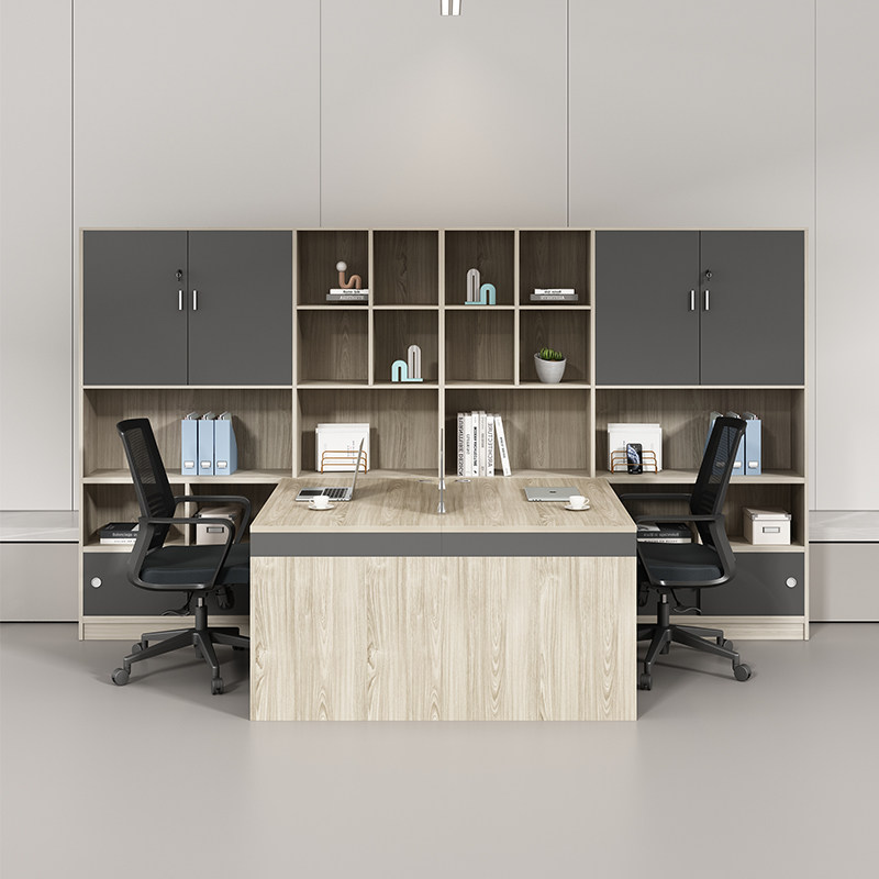 职员桌椅组合财务办公桌双人对坐办公室主管桌带高柜文员办公桌子