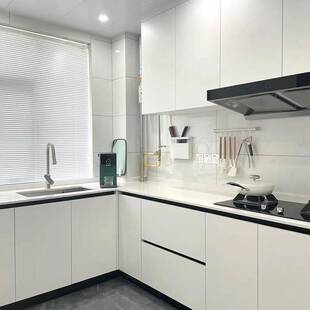 北京橱柜定制地柜吊柜隐形拉手免厨柜灶台储物一体石英石台面