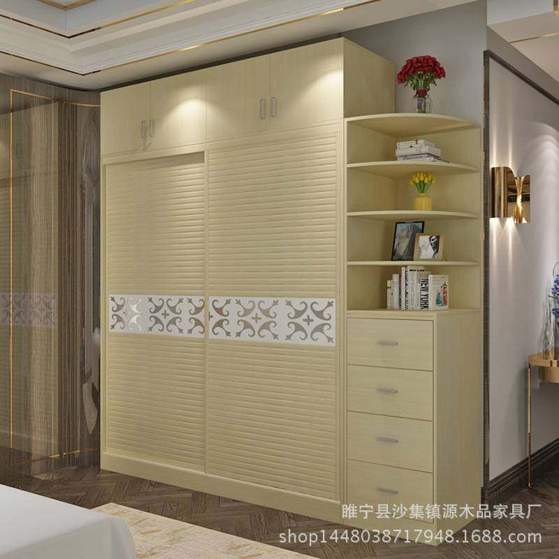 简约板式衣柜整体两门推拉门移门衣橱卧室组合阳台静音柜子