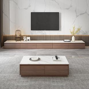 岩板茶几电视柜组合2022年新款 简约现代小户型客厅地台电视机柜