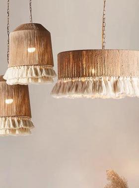 波西米亚复古吊灯客厅民宿酒店餐厅餐桌灯创意麻绳禅意茶室卧室灯