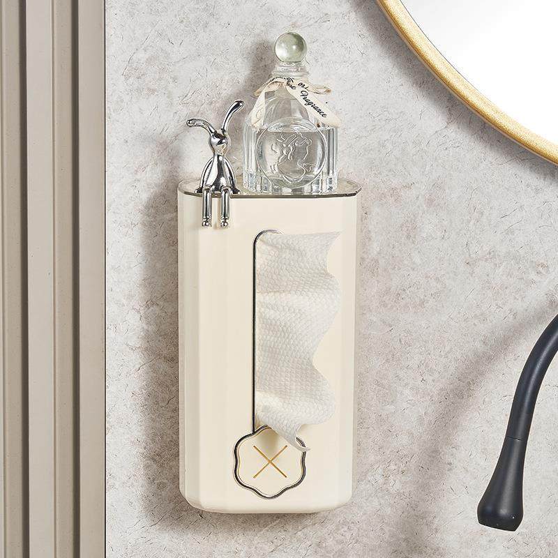 卫生间洗脸巾盒创意纸巾盒免打孔壁挂高颜值奶油风厕纸湿巾抽纸盒,收纳整理,纸巾盒,淘宝优惠券,粉丝福利购,淘宝优惠卷