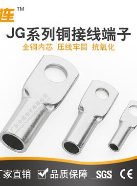 JG铜鼻子 冷压接线端子10平方接线端头 JG25-8 紫铜镀锡线鼻子