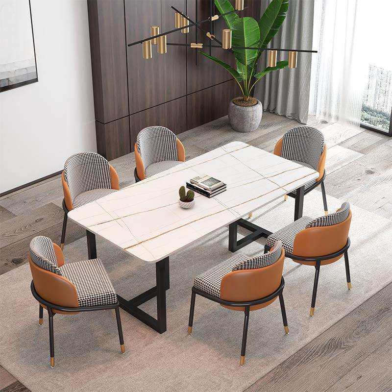 岩板大理石餐桌椅后现代简约小户型北欧轻奢家用吃饭桌子套装组合