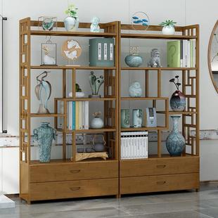 博古架实木中式书架古董架子家具茶叶茶柜展示柜置物架一件起批