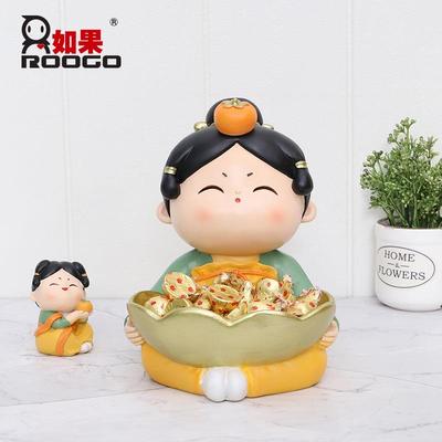 如果唐小圆玄关钥匙收纳盘摆设古风家居饰品创意客厅桌面摆件