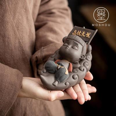 创意紫砂哪吒茶宠摆件可养紫砂茶玩个性茶具茶盘配件家居摆设摆件