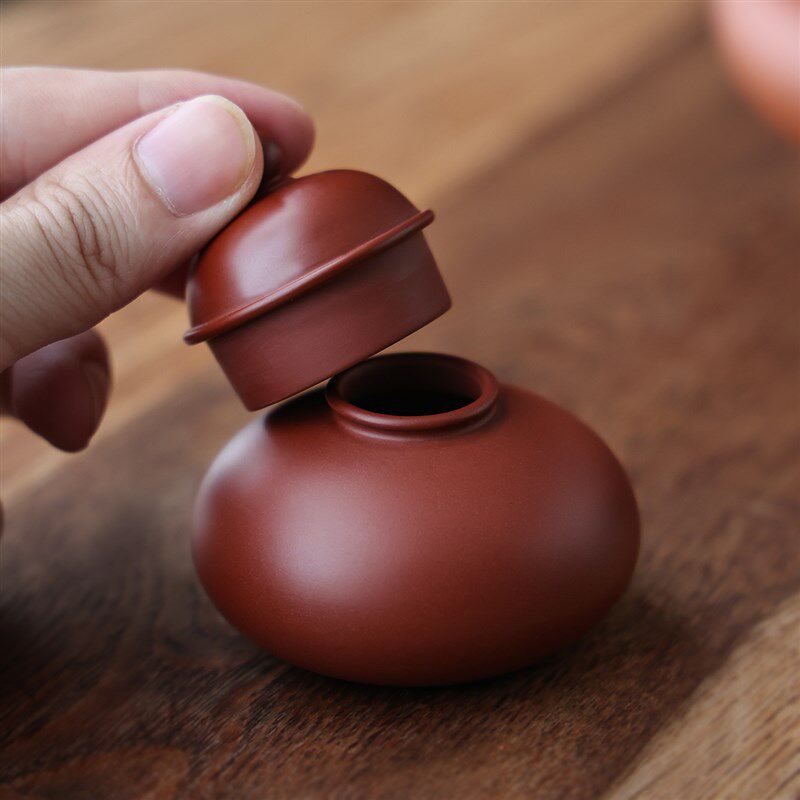 邱桂彪手拉朱泥盖置 潮州工夫茶壶纯手工邱桂林邱氏 朱泥壶紫砂壶