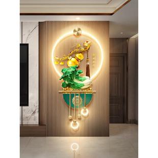 白菜百财图客厅电视格栅装 葫芦玄关背景墙发光壁画灯 饰挂件新中式