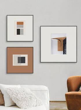 现代简约抽象线条客厅装饰画北欧艺术餐厅卧室橙色壁画晶瓷挂画