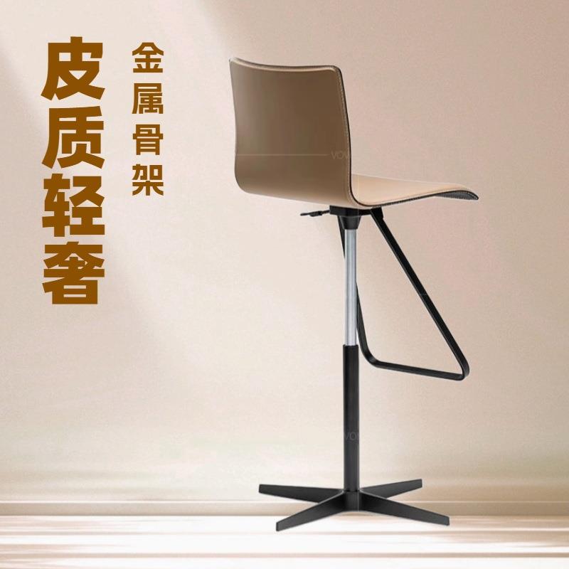 高脚凳简约休闲吧台椅意式轻奢吧椅家用旋转升降酒吧前台椅岛台椅