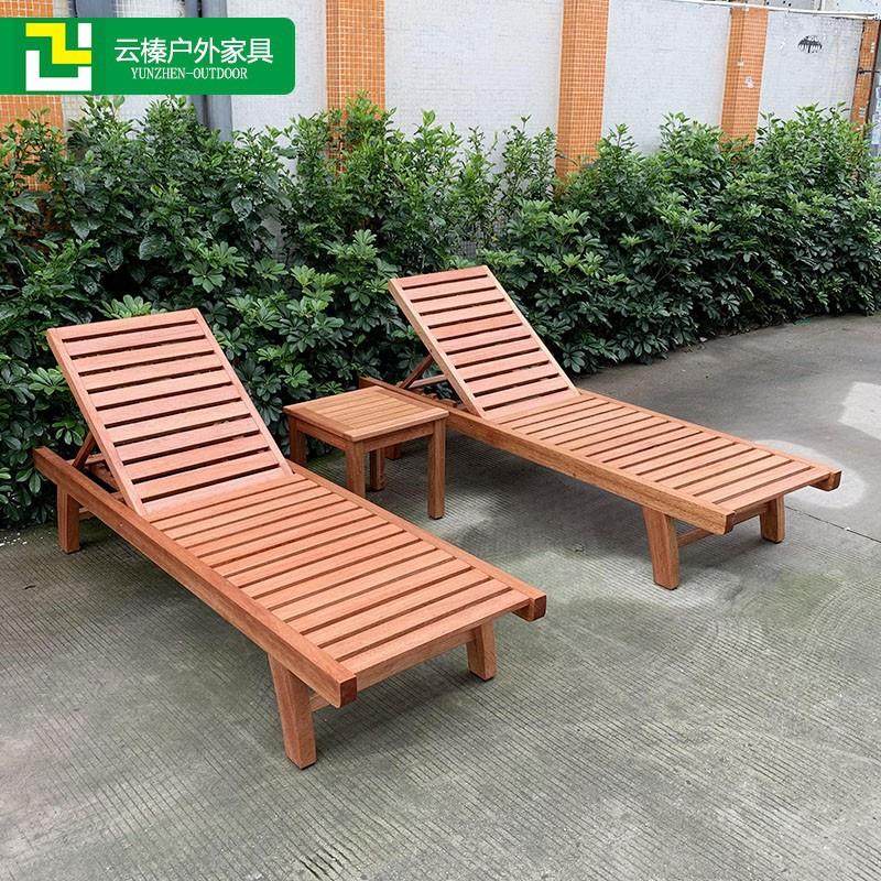 户外庭院躺床室外实木躺椅阳台花园别墅海边泳池休闲防腐木沙滩椅