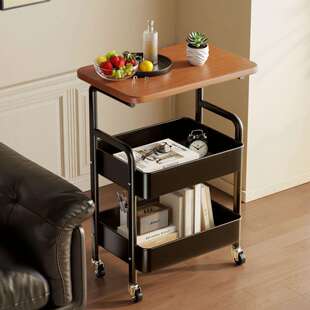 书桌旁小推车不锈钢置物架落地多层收纳架多功能储物架子