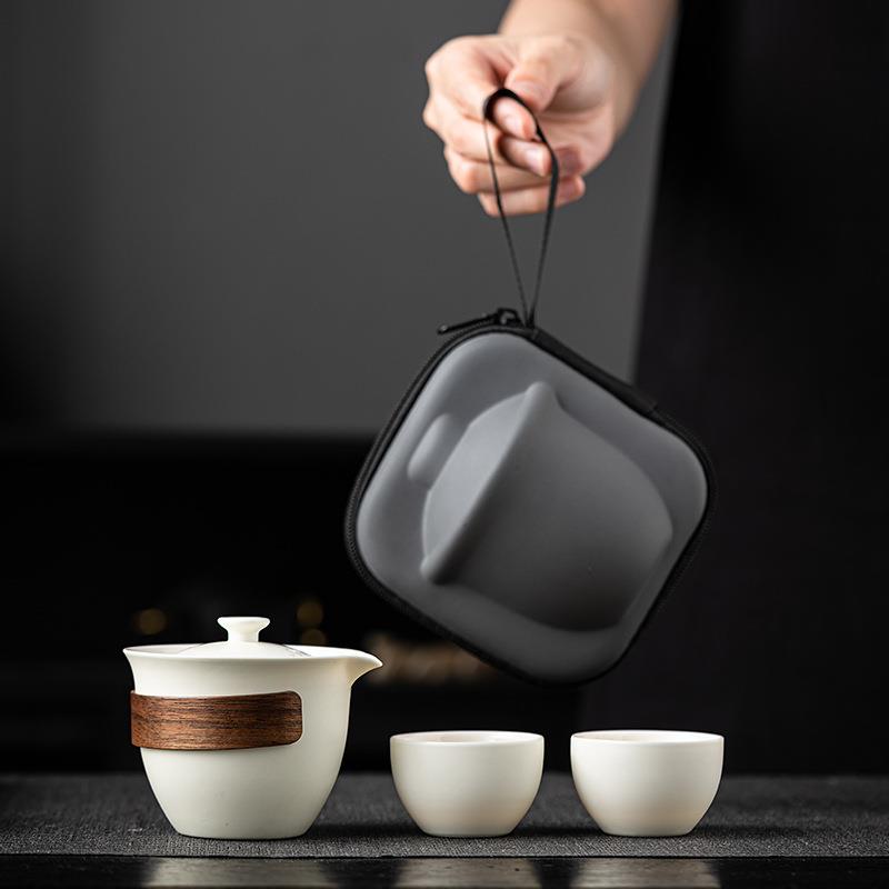 户外露营泡茶壶茶杯便携随身手抓壶快客杯一壶两杯旅行茶具小套装图片