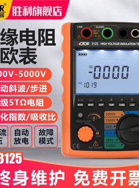 胜利数字绝缘电阻测试仪VC3125高压兆欧表防雷元件测试仪