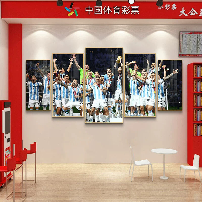 店梅西装饰足球明星壁画墙面C罗体育彩票装饰画背景墙KTV海报挂画
