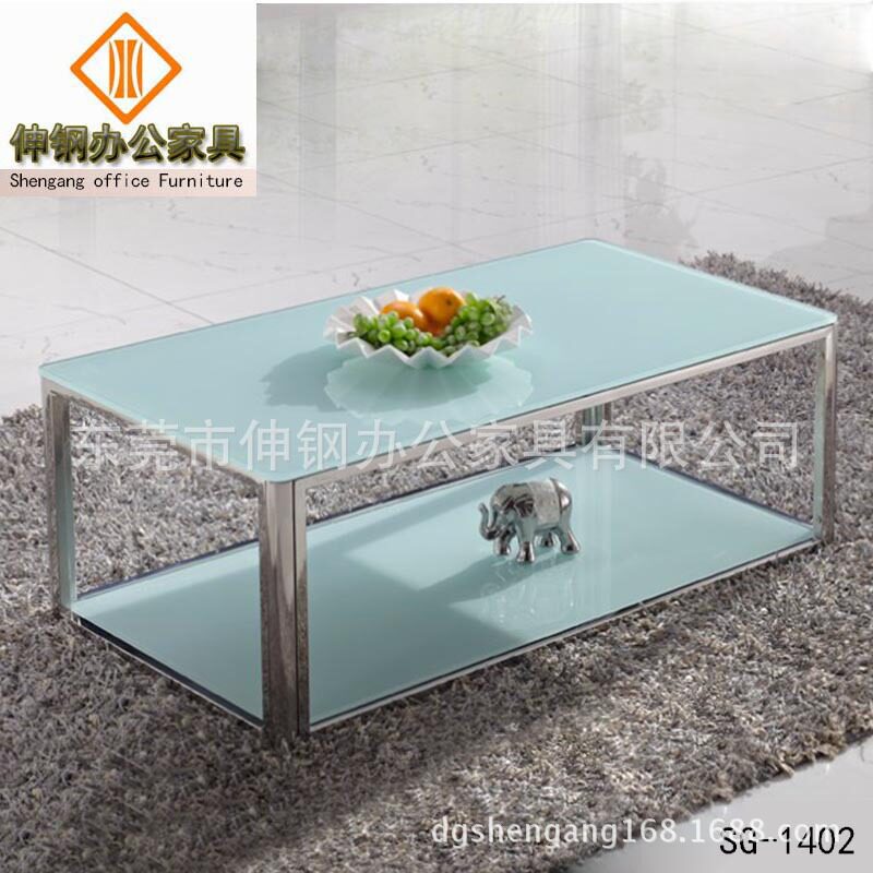 时尚简约钢化玻璃不锈钢茶几