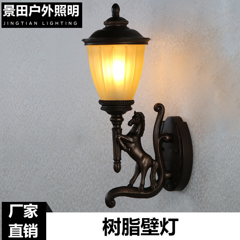 户外壁灯防水中式阳台外墙灯复古树脂壁灯庭院灯花园别墅氛围壁灯