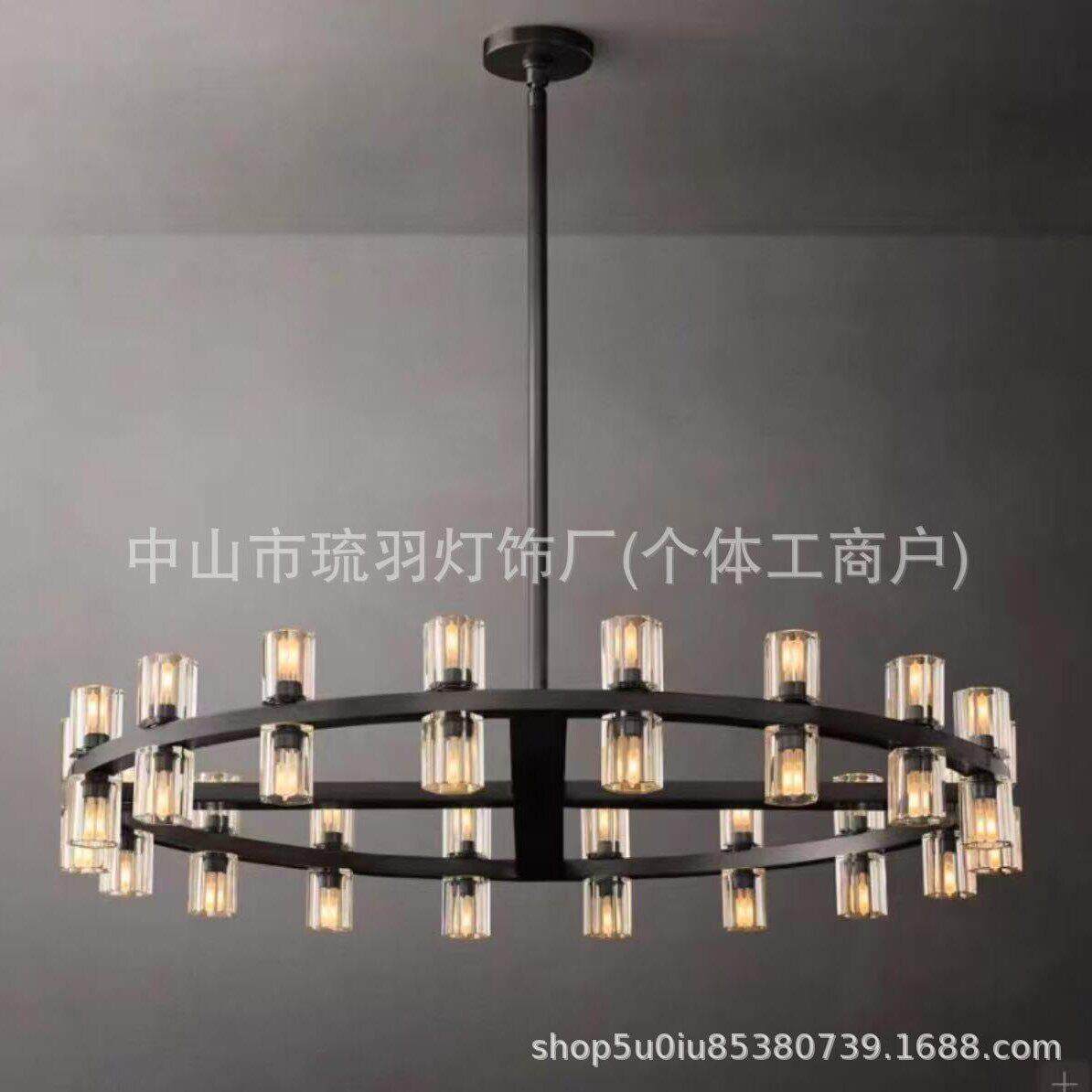 美式简约48英寸圆形大吊灯客厅大厅卧室浴室主灯水晶灯具大全