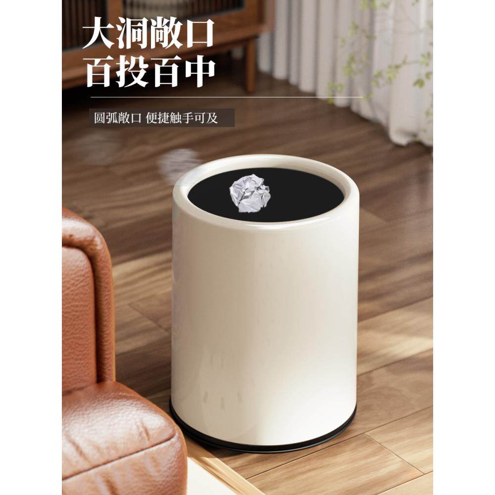 带轮子垃圾桶家用客厅2025新款高颜值滑轮大容量厨房卧室厕所奶油