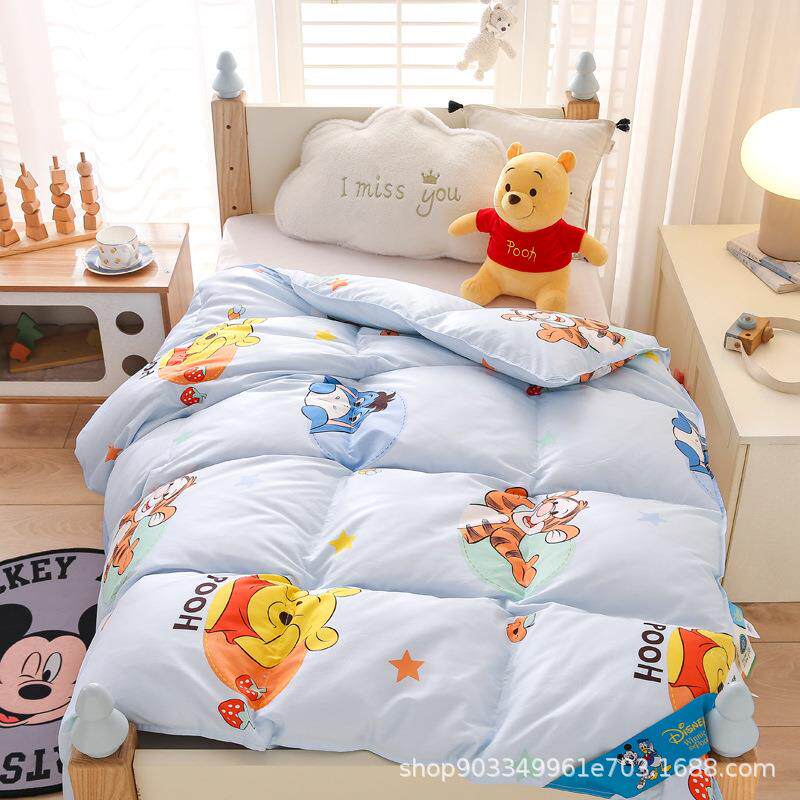 全棉婴儿童印花羽绒被95吊吊大朵白鹅绒幼儿园四季春秋冬被芯