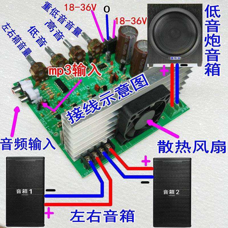 8-36V小体积大功率2.声道300W低音炮重低音功放板正音坊