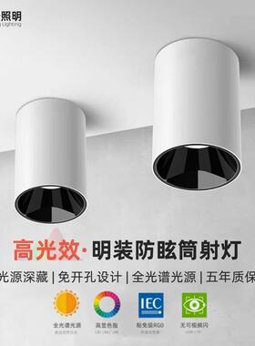 全光谱深防眩COB明装射灯客厅家用无主灯免开孔高光效LED明装筒灯