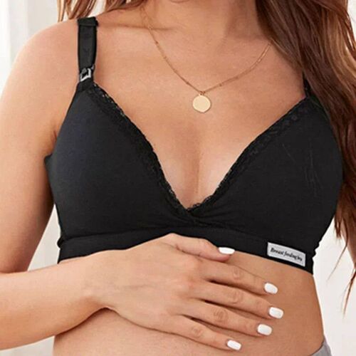 Maternity Lace Trim Nursing Bra Wireless Lingerie Breastfeed