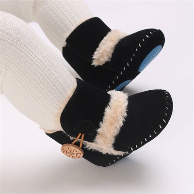 Newborn Baby Fuzzy Winter Boots Fleece Soft Sole Anti-Skid S