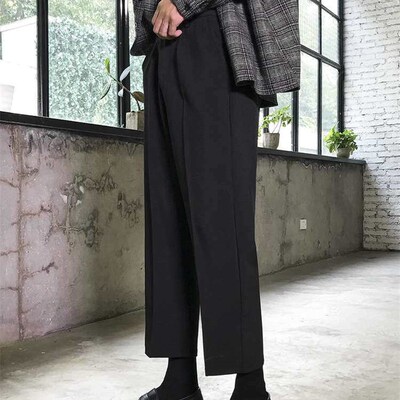 Ins Straight Casual Pan Mens Cropped Pan Workwear Trousers