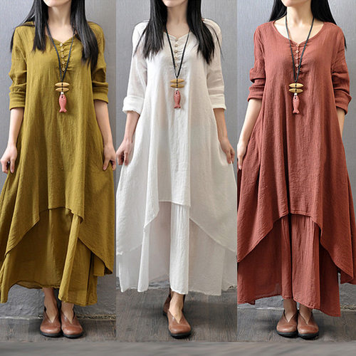 new Summer Women Boho Vintage Kaftan Loose Gypsy Maxi Dress