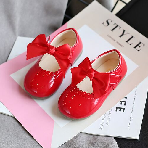 Spring Autumn Baby Girls Shoes Cute Bow Patent Leather Princ