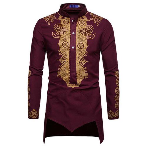 2021News Print African Cothes for Men Dashiki National Bazin