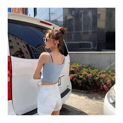 New Fashion Women Black Gray Sexy Solid Camis Crop Top Femal