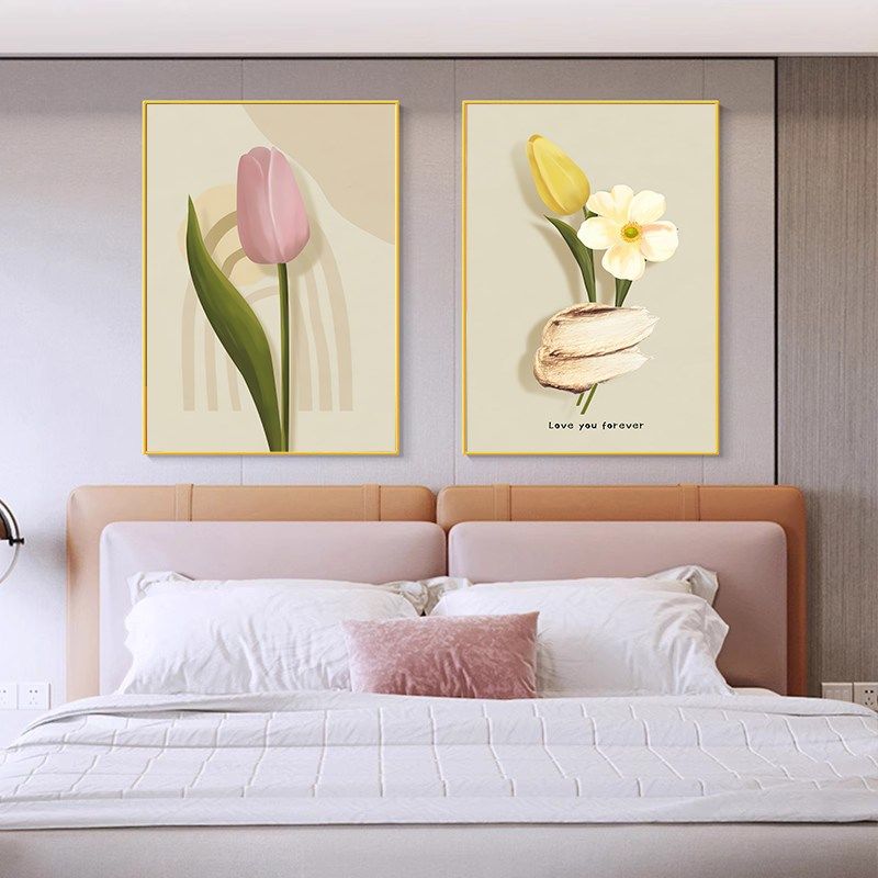 卧室装饰画高级感主卧床头背景墙挂画现代男孩女孩房间床尾墙壁画