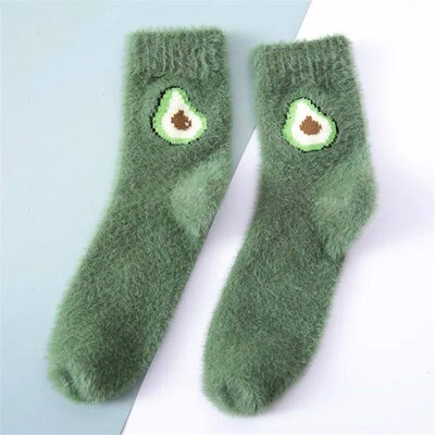 Women Fruit Fluffy Socks Autumn Winter Thermal Fuzzy Happy F