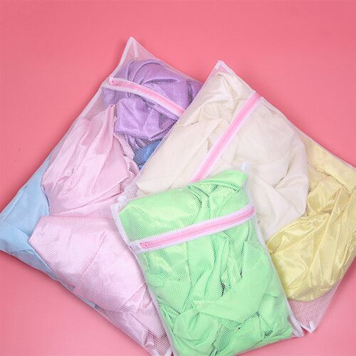 3 Size Zippered Wash Clothes Bags Mesh Laundry Bag Foldable