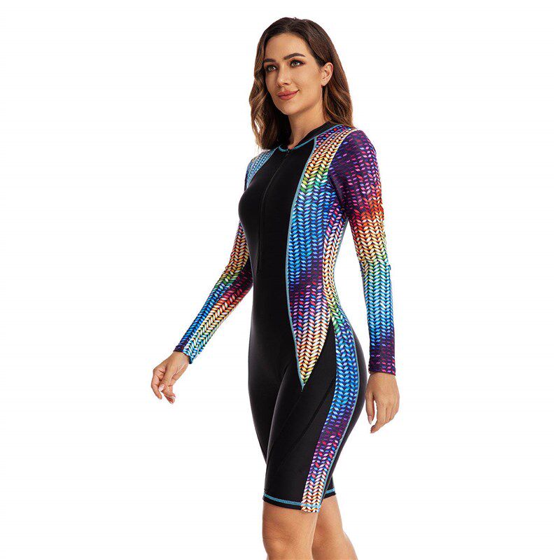 Jumpsuit long sleeved surfing suit womens swimsuit - 实物图