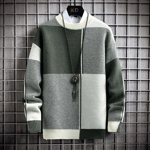 Half High Collar Color Blocking Warm Sweater/ High Quality M