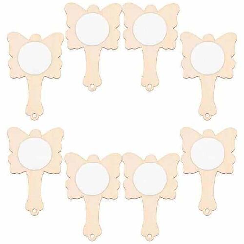 8 Pcs Butterfly Mirrors Mini Handheld Wooden Craft DIY