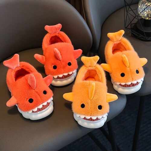 Winter Heel Wrap Cotton Slippers Childrens Cute Cartoon Sha
