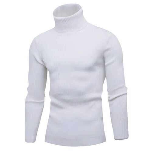 Casual Men Turtleneck Sweater Autumn Winter Solid Color Knit
